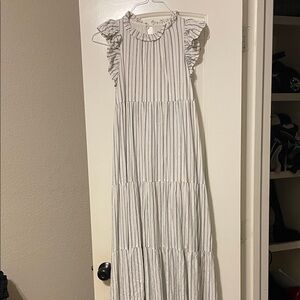 Jacqui E Black and White Striped Dress